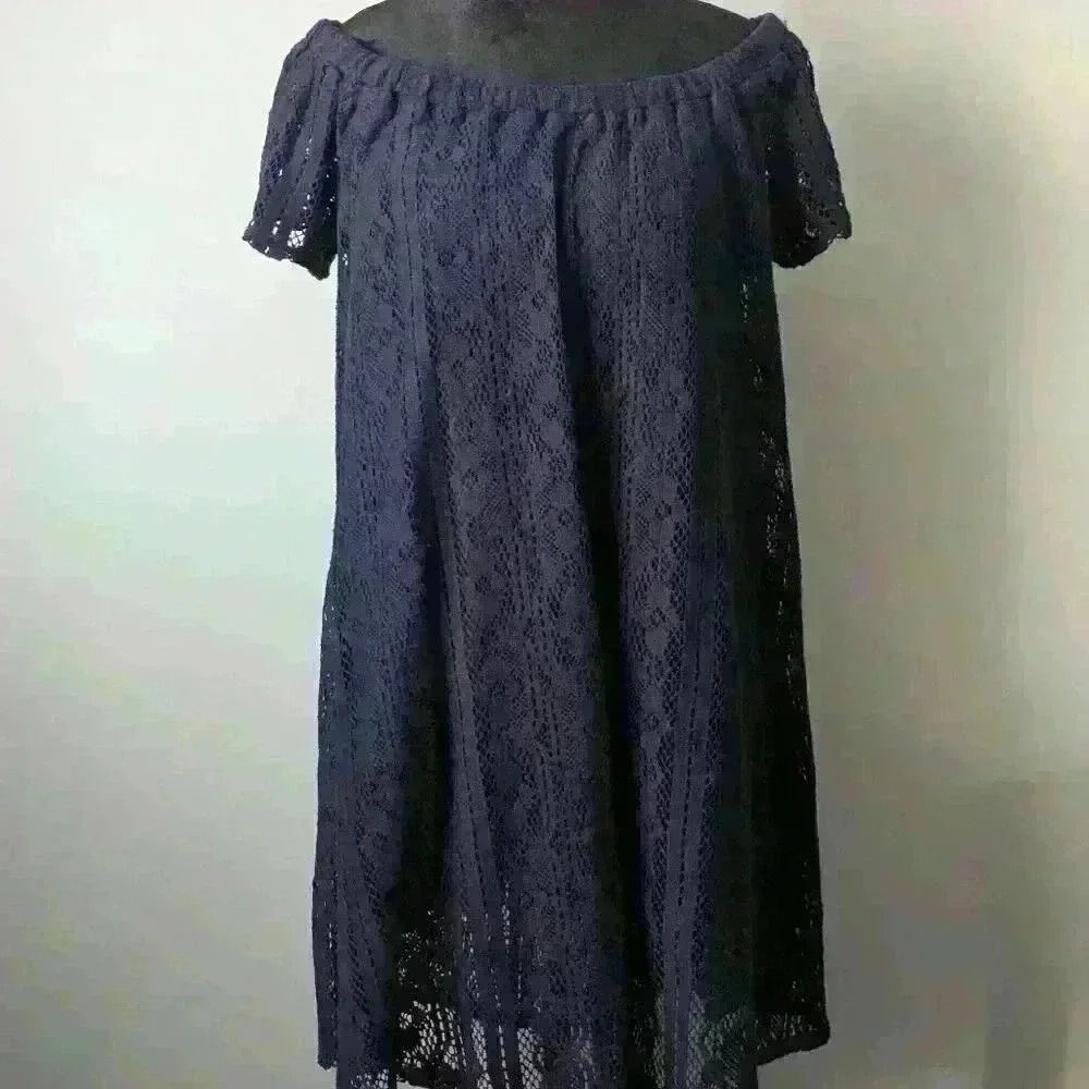 NWT Roxy Blue Off-Shoulder Knitted Dress - Size M